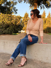 Easy Come, Easy Go Ruched Button-down Sweater Top