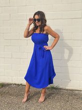 Blue For You Strapless Midi Dress