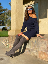 Intrigue Me Belted Ribbed Sweater Dress