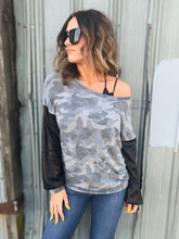 Playing for Keeps Camo & Sequin Sleeve Top
