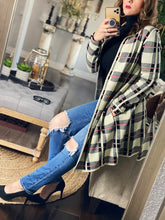 Checking In Plaid Pocketed Sweater Cardigan