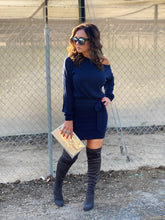 Intrigue Me Belted Ribbed Sweater Dress