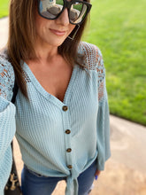 Pave the Way Crochet Button Down Knit Top