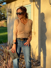 Easy Come, Easy Go Ruched Button-down Sweater Top