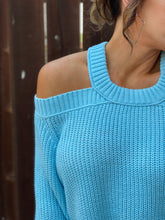 Hot and Cold Shoulder Open Back Knit Sweater