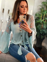 Pave the Way Crochet Button Down Knit Top