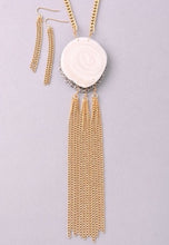 Marble Stone Pendant Necklace & Earring Set
