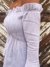 Sarah Stripe Off Shoulder Ruffle Baby Doll Top