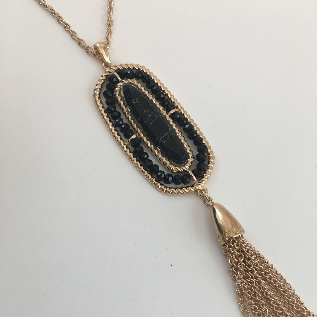 Kimiko Glass Bead Tassle Necklace