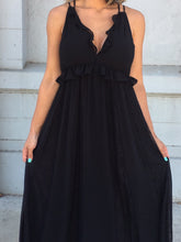 London Ruffle and Lace Panel Maxi Gown