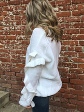 Wonderland  White Ruffle Sleeve Sweater