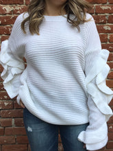 Wonderland  White Ruffle Sleeve Sweater