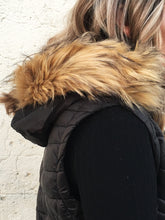Buffalo Black Puffer Vest with Faux Fur Hood
