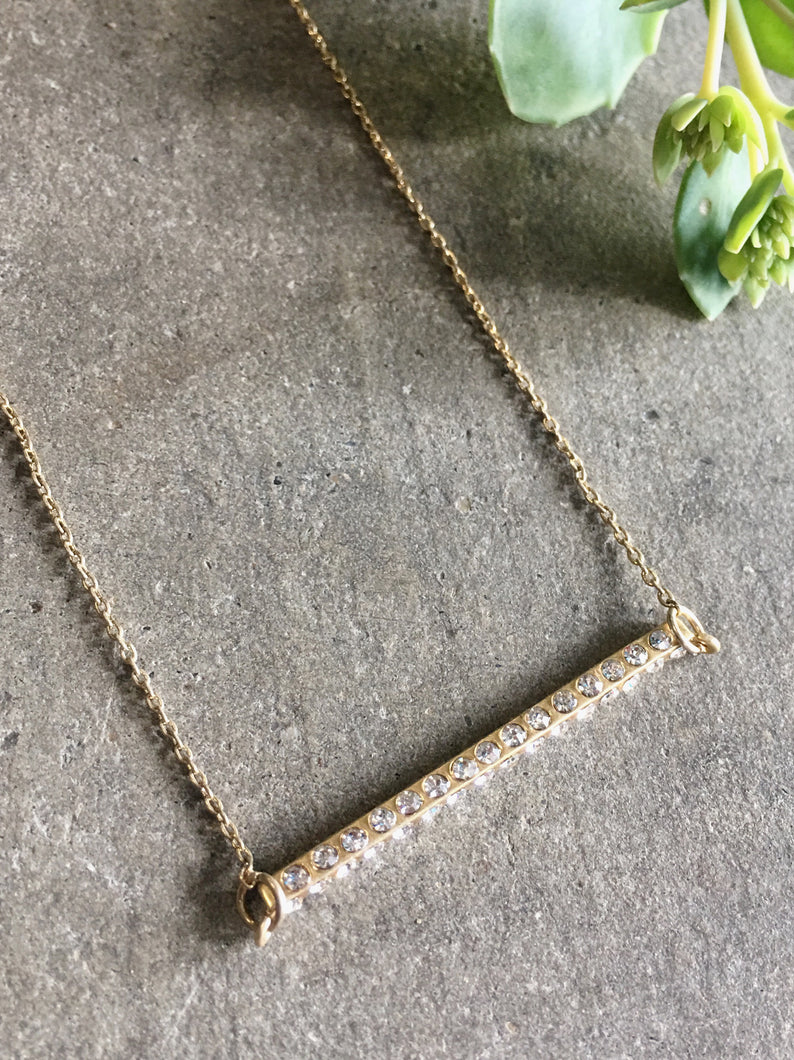 Arianna Bar Necklace with stone accent