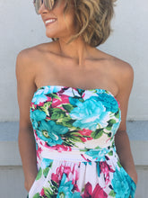 Watercolor Floral Pocketed Strapless Dress