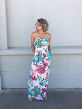 Watercolor Floral Pocketed Strapless Dress