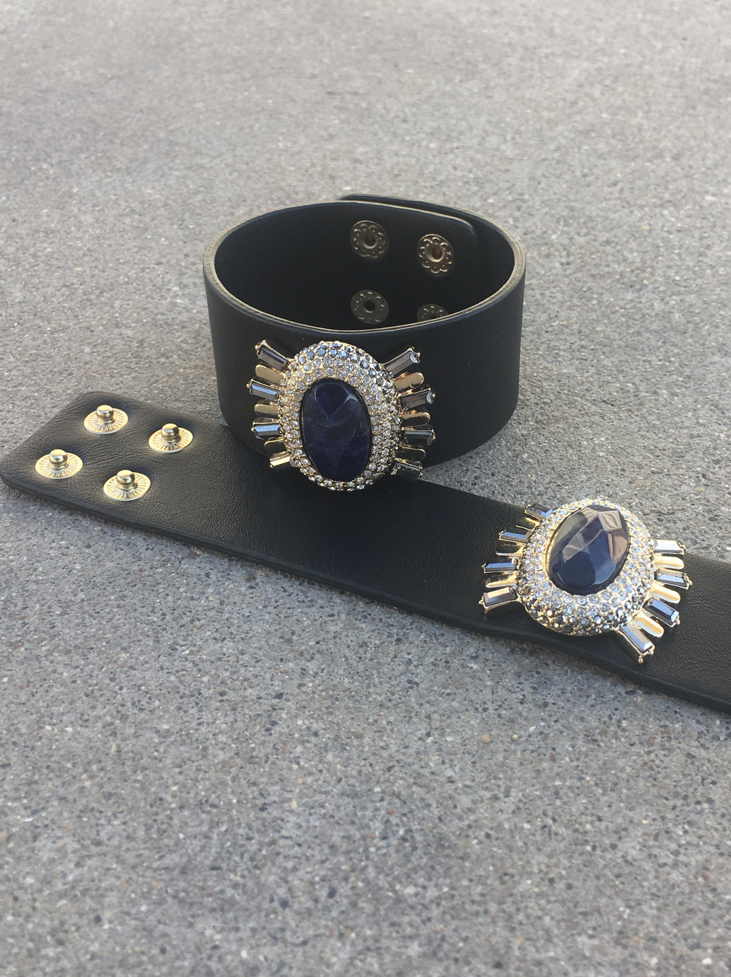 Royal Rocker Stone and Leather Bracelet