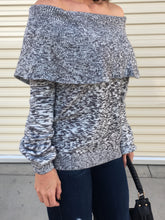 Fanning Fold Over Lace up Sweater