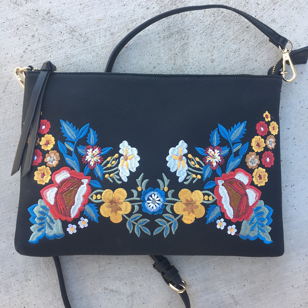 Evelyn Embroidered Clutch/Crossbody Bag